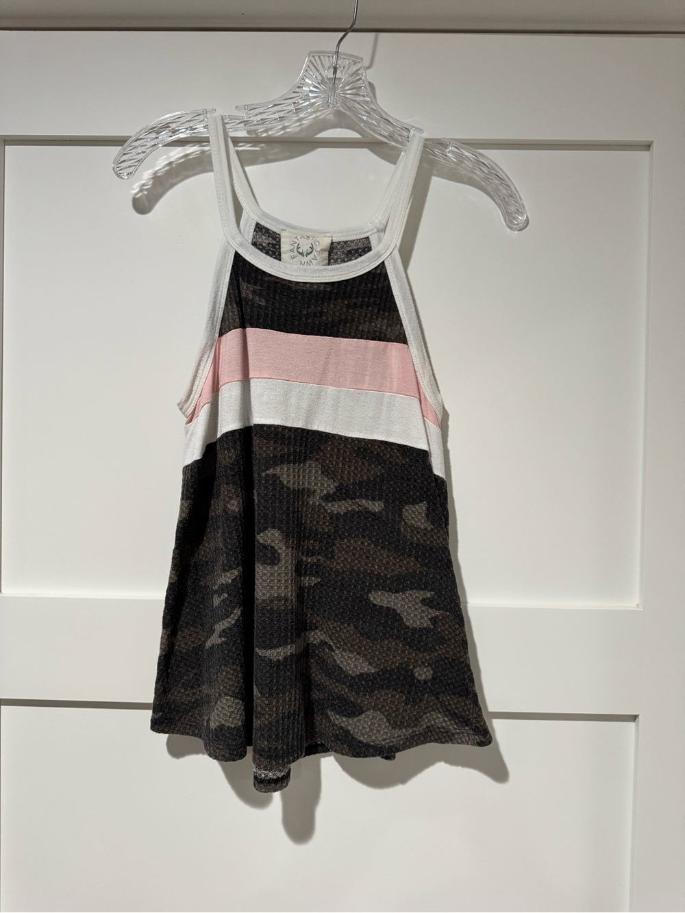 Fantastic Fawn Pink White Camo Tank Top